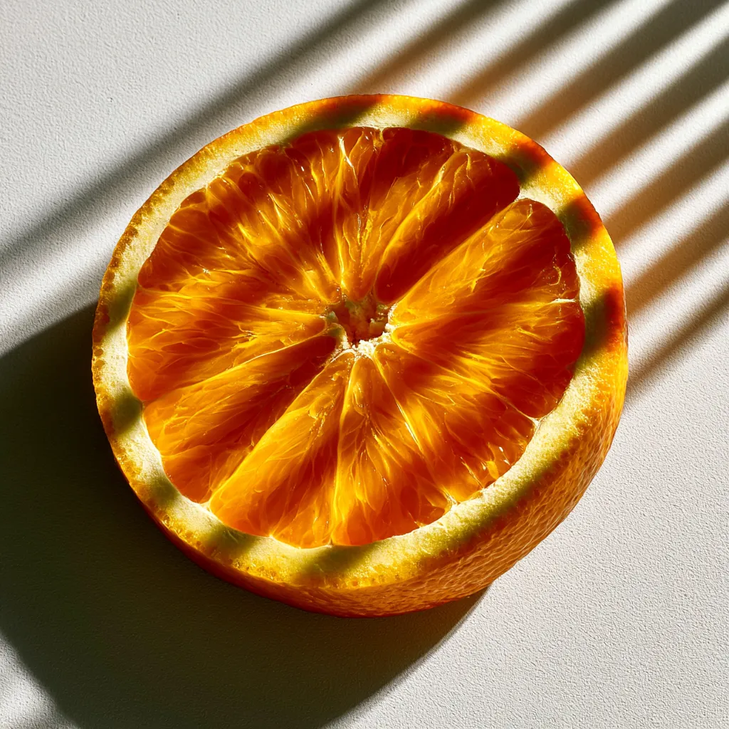 Juicy orange slice macro shot